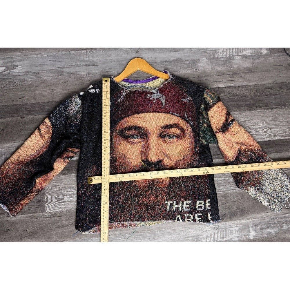 Duck Dynasty Woven Tapestry Graphic Sweater Multi Color Streetwear Top - Picture 4 of 4